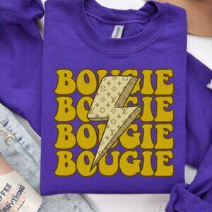 Bougie Bolt Sweatshirt (Color: Purple and Gold